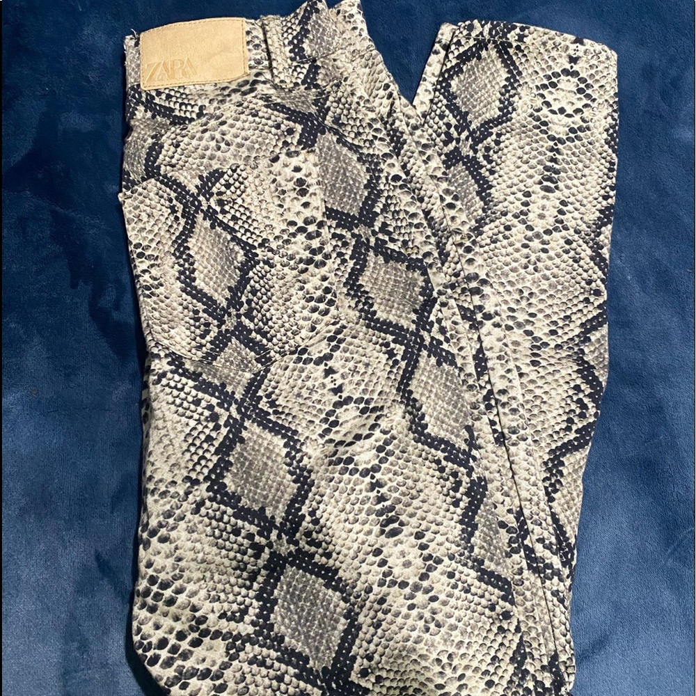 Zara Snake Print Skinny Jeans